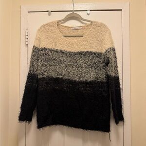 Dreamers Black and Cream Textured Sweater